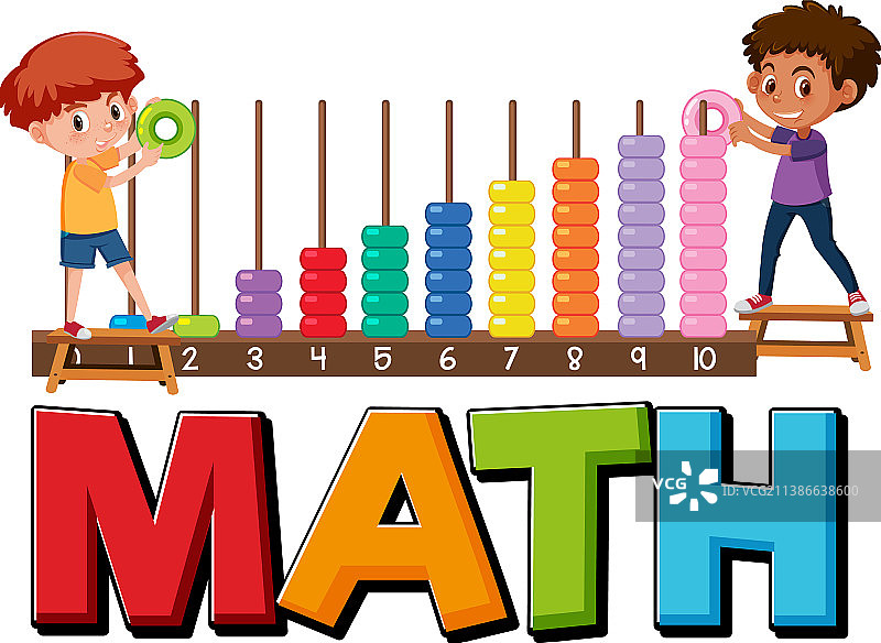 带有儿童和数学工具的数学图标图片素材