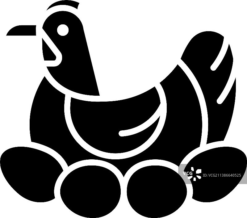 黑色孵蛋鸡字形图标图片素材