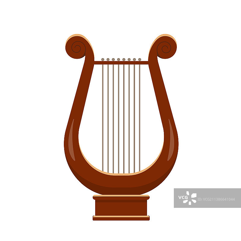 经典木制古董里拉琴或中世纪竖琴图片素材