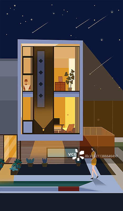 别墅夜景图片素材