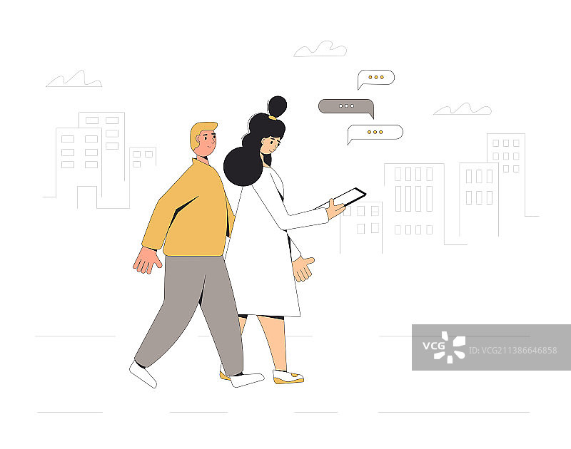 两个青少年在街上行走图片素材