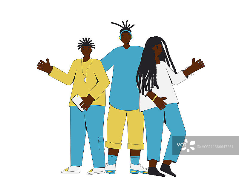 一群非裔美国青少年站立图片素材