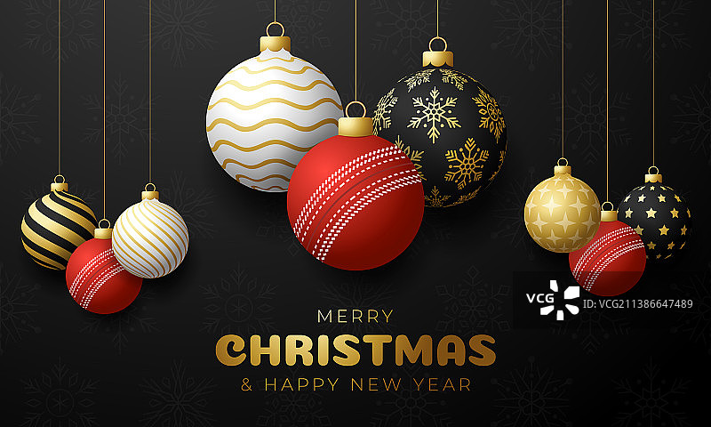 板球圣诞卡节日运动设计图片素材