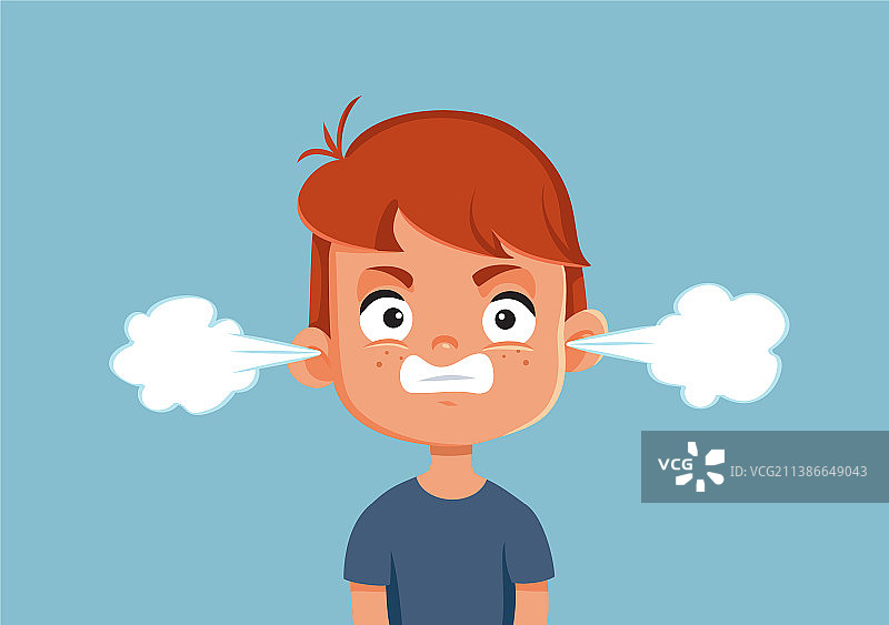 愤怒的小男孩卡通人物图片素材