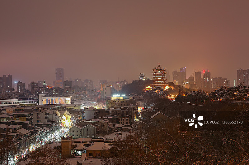 黄鹤楼雪夜图片素材