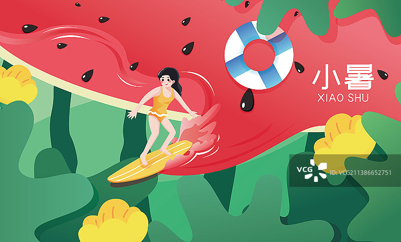 二十四传统节气小暑清凉夏天插画海报图片素材