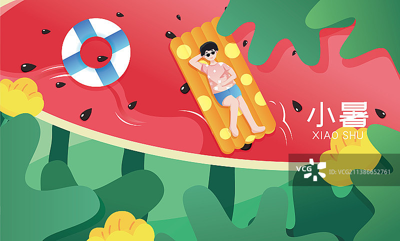 二十四传统节气小暑清凉夏天插画海报图片素材