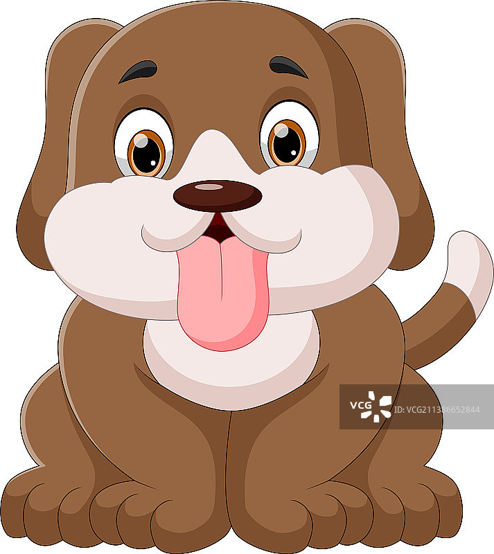 白色背景上的可爱小狗卡通图片素材