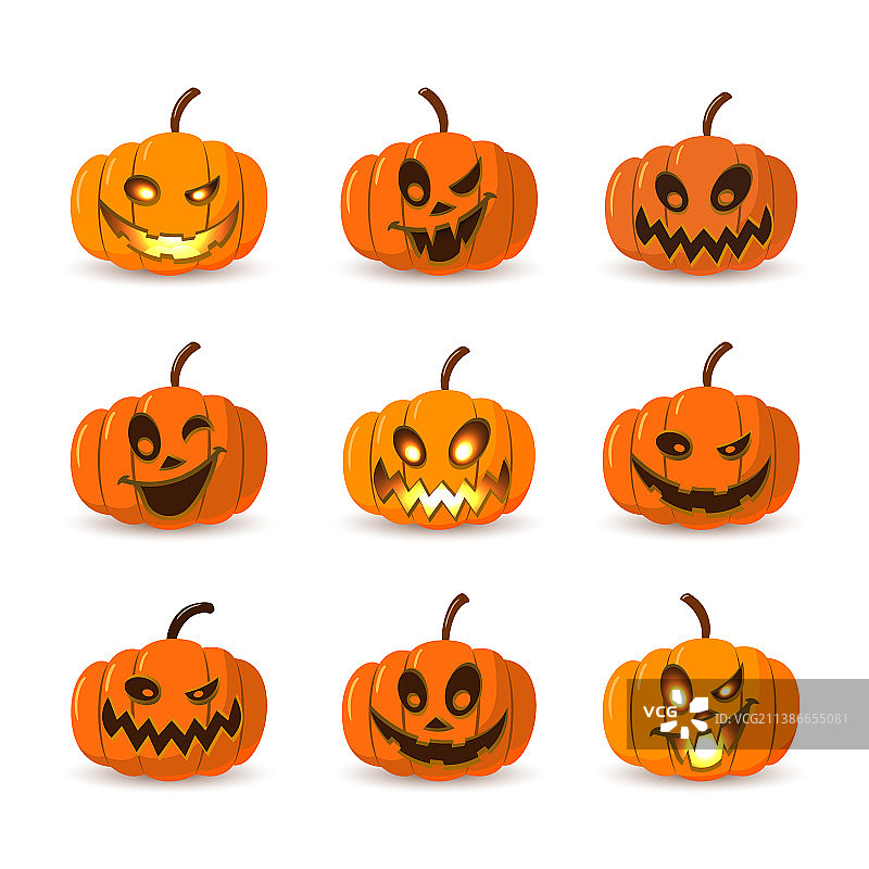 万圣节南瓜图标合集秋季3D标志图片素材