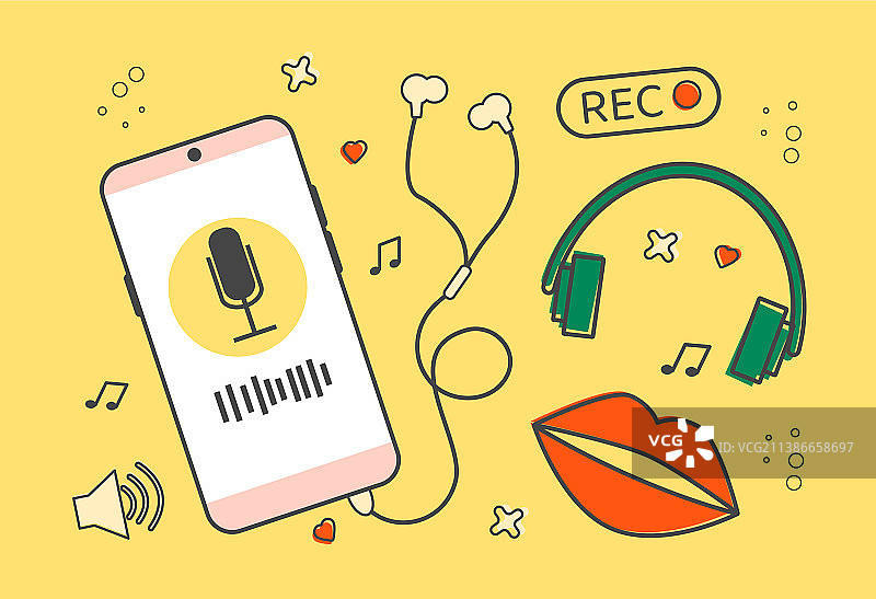 播客录制与收听概念图片素材