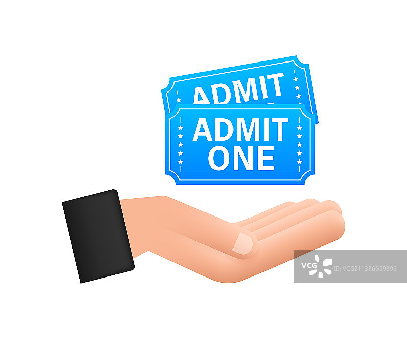 手持蓝色演出票图片素材