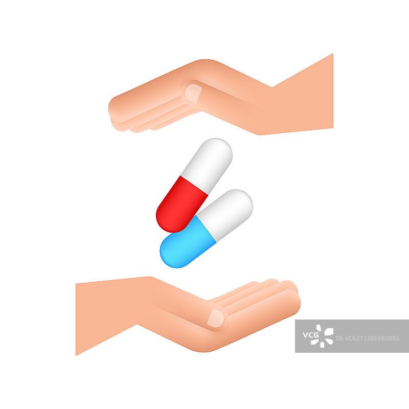 手中的胶囊药丸逼真药丸泡罩图片素材