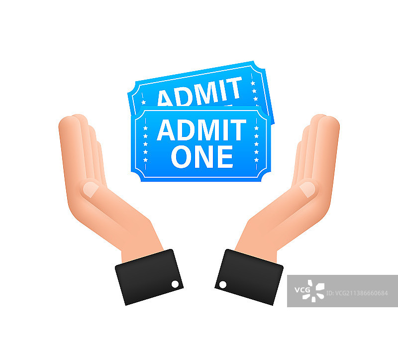 手持蓝色演出票图片素材