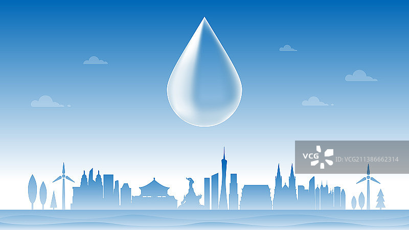 广州节约用水插画图片素材