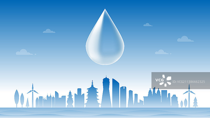 杭州节约用水插画图片素材