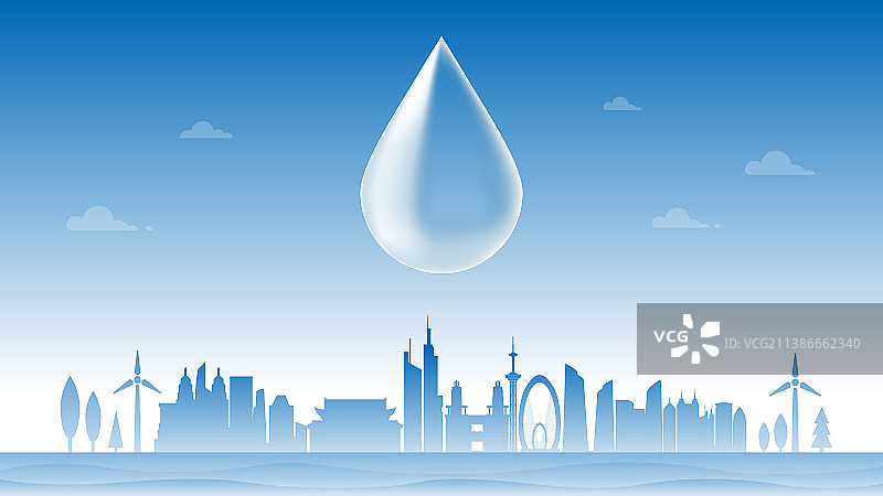 南京节约用水插画图片素材