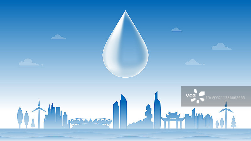 佛山节约用水插画图片素材