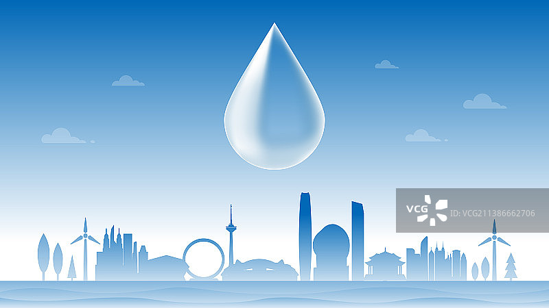 沈阳节约用水插画图片素材