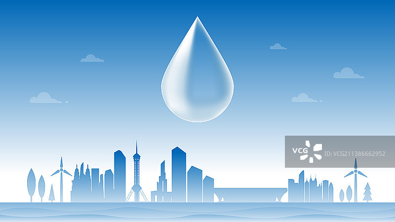 石家庄节约用水插画图片素材