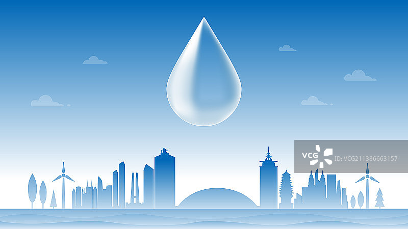 唐山节约用水插画图片素材