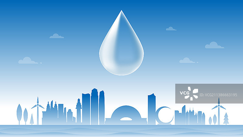 烟台节约用水插画图片素材