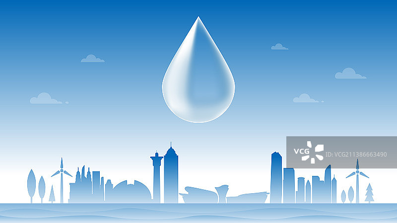 乌鲁木齐节约用水插画图片素材