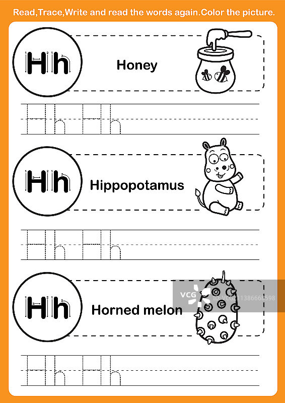 卡通词汇字母练习图片素材