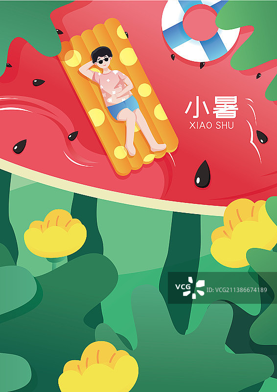 二十四传统节气小暑清凉夏天插画海报图片素材
