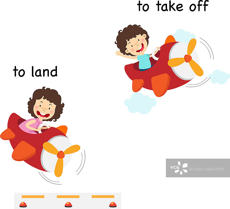 降落与起飞的反义词图片素材