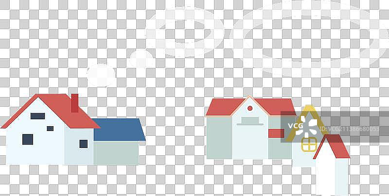 房子村落矢量插画元素图片素材