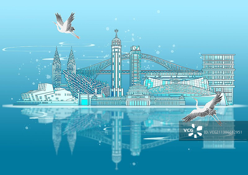 重庆地标城市建筑背景插画图片素材