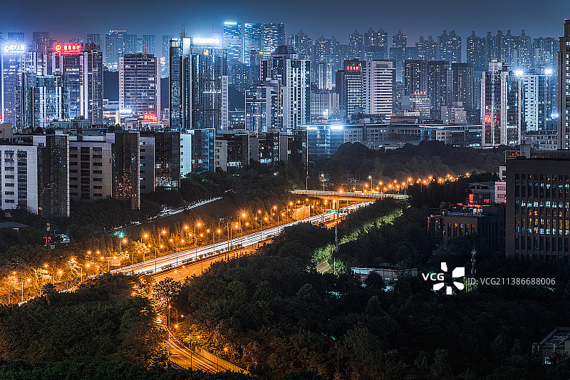 重庆两江新区北环互通夜景图片素材