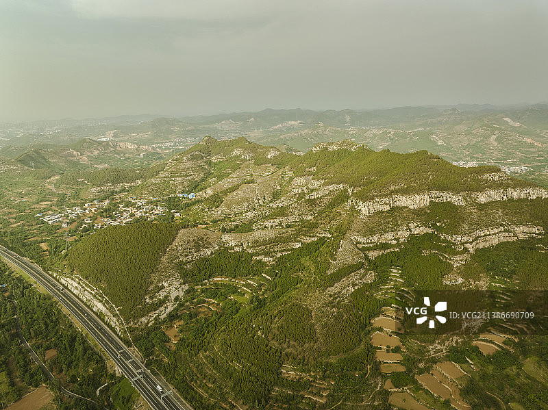 济南南部山区航拍风景图图片素材