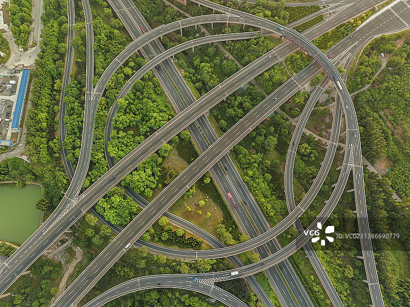 航拍济南港沟枢纽立交桥图片素材