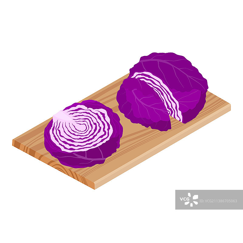 木制砧板上的卷心菜和切好的卷心菜图片素材