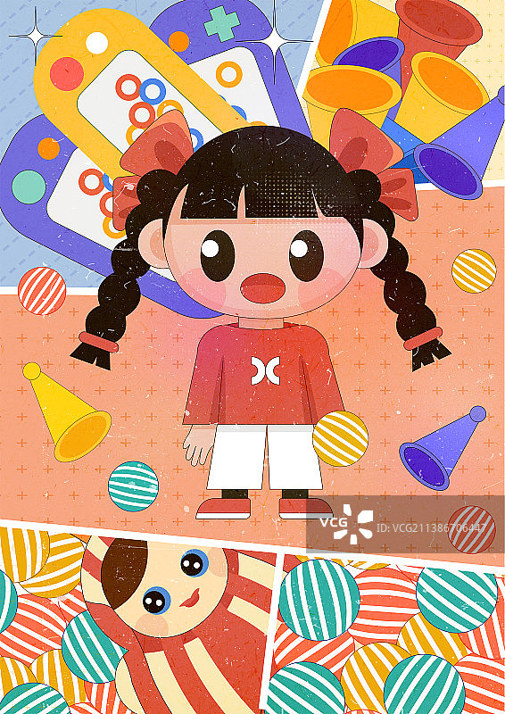 童年系列怀旧复古玩具集合插画海报图片素材