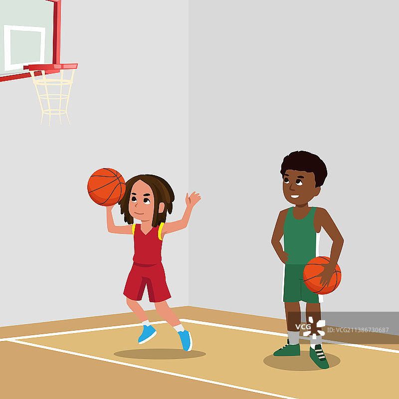 儿童篮球运动员姿势图片素材