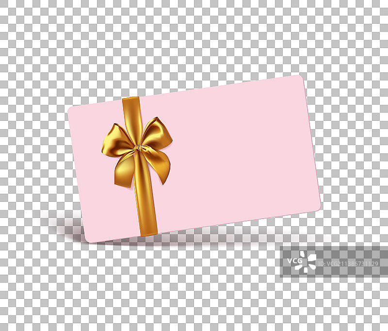 空白粉色礼品卡金色丝带图片素材