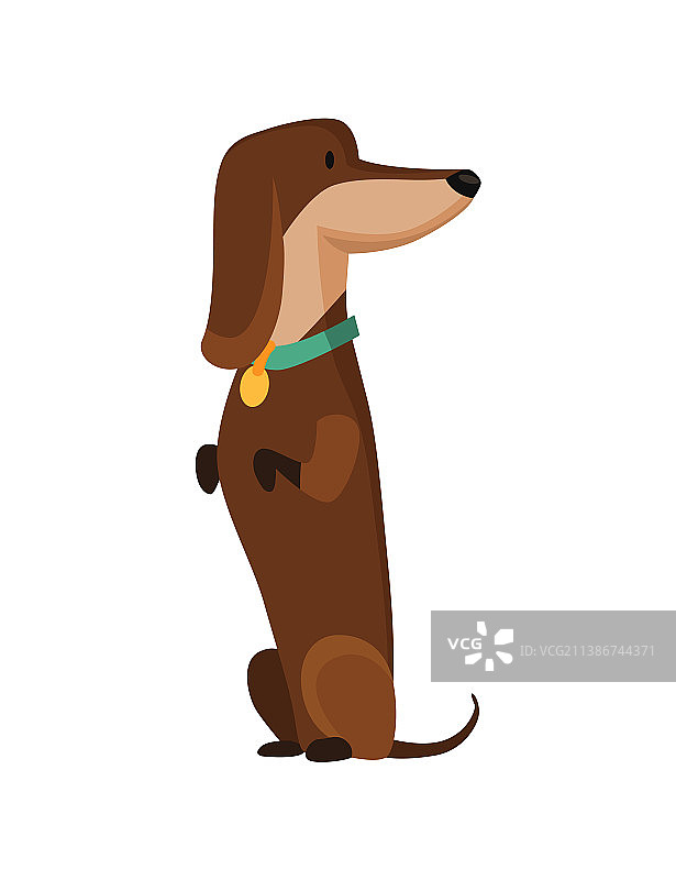 可爱的卡通腊肠犬画像图片素材