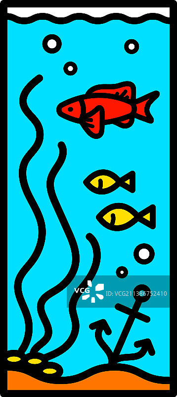 水族箱彩色图标鱼缸图片素材