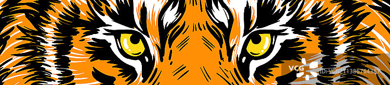 虎眼图案横版banner图片素材