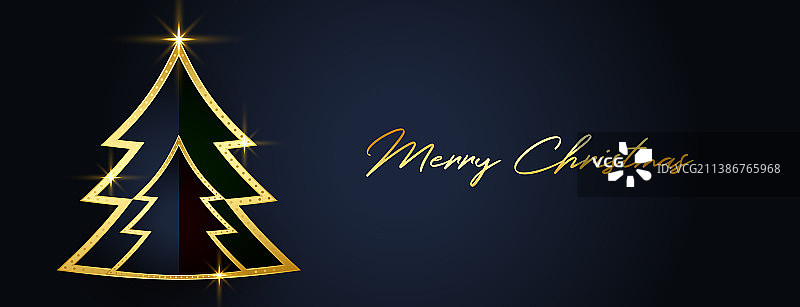金色和黑色圣诞树节banner图片素材