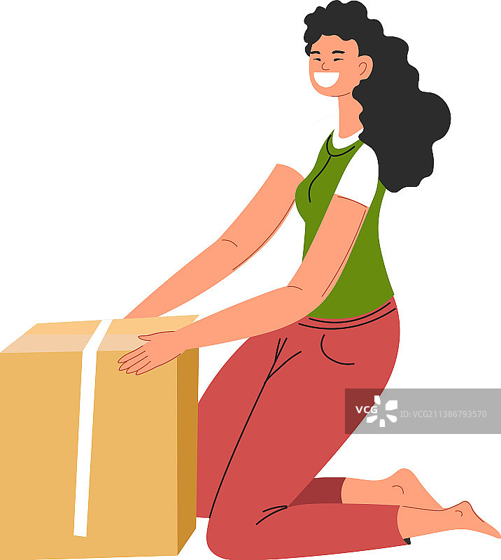 女人打包或拆开个人物品图片素材