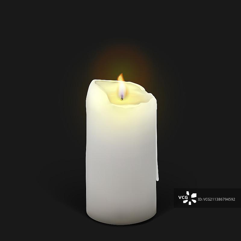 黑色背景上的白色燃烧蜡烛图片素材