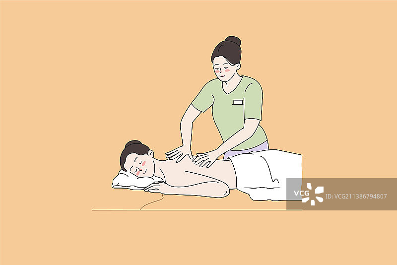 在现代豪华水疗沙龙中享受按摩的快乐女人图片素材