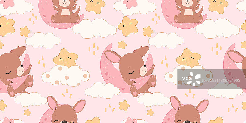 袋鼠无缝图案图片素材