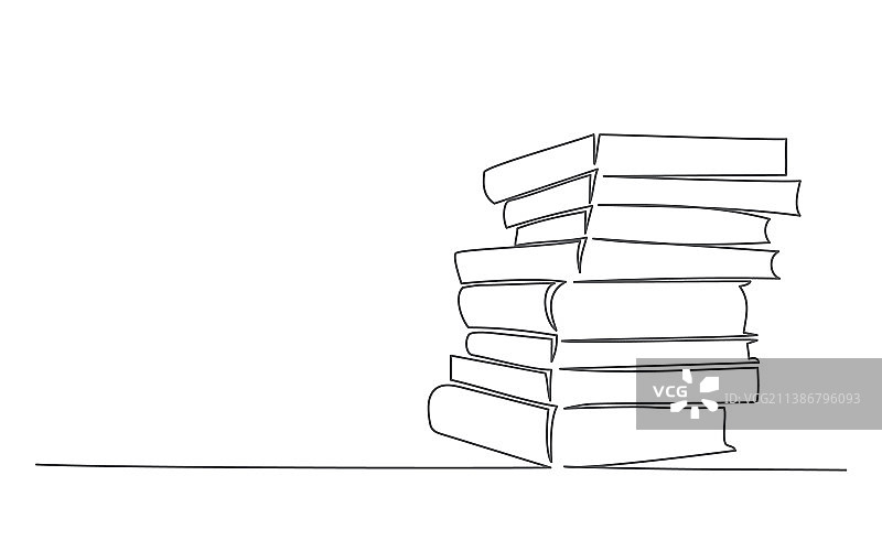 线条风格书籍单线画图片素材