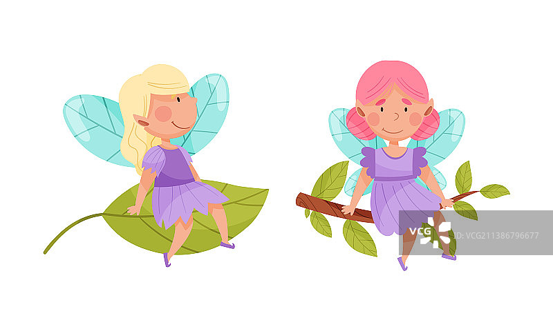 可爱仙女套装：迷人的翅膀女孩图片素材