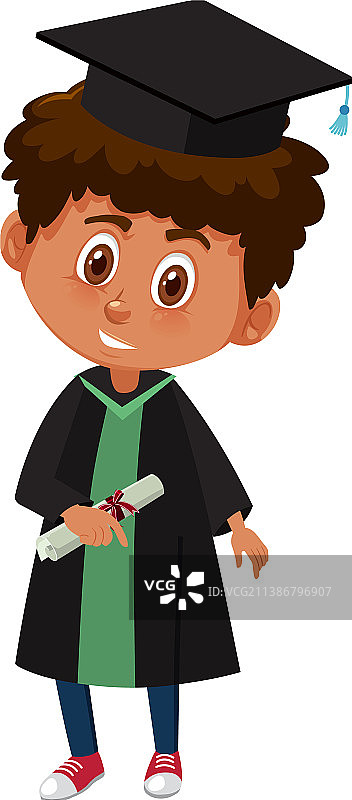 戴着毕业帽的卡通男孩图片素材