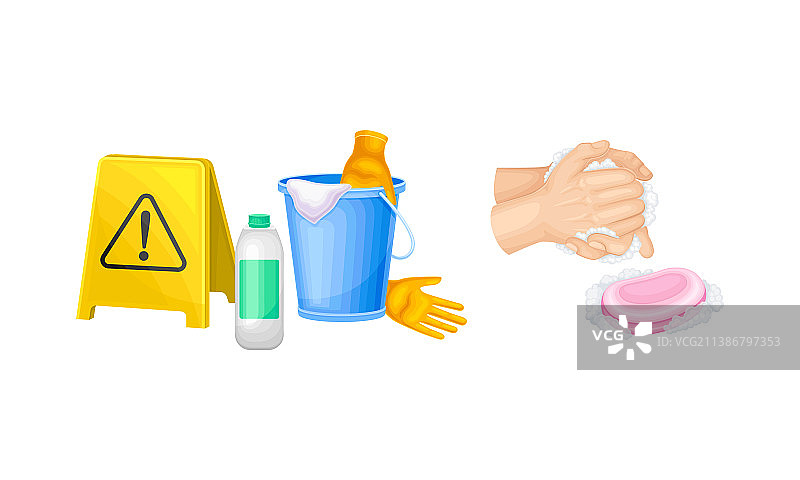 消毒和卫生用品套装图片素材